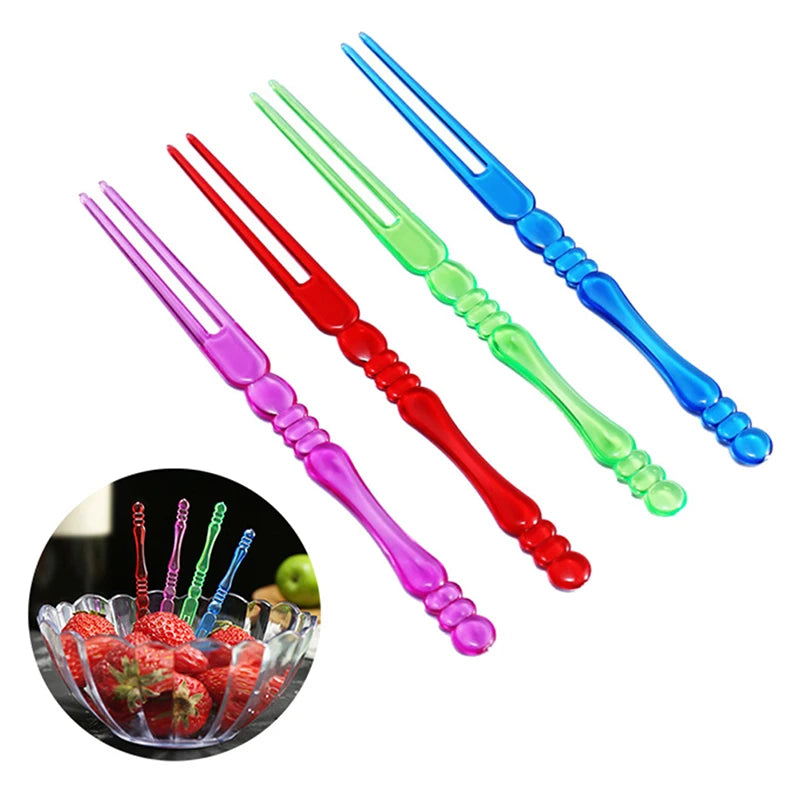 Mini Transparent Disposable Forks Party BBQ Sticks Picks Skewer Home Qme