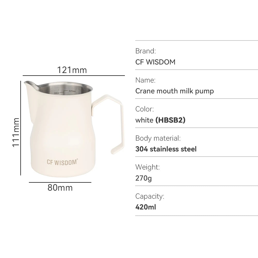 Milk Frothing Pitcher Stainless Steel Frother Cup Latte Art Espresso Qme HBSB2-420ML
