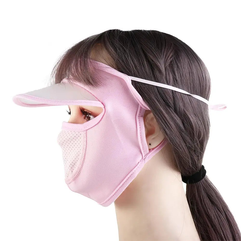 Eye protection Outdoor Face Shield With Brim Solid Color Summer Sunscreen Mask Face Gini Mask Womne Sun Hats Driving Face Mask Qme