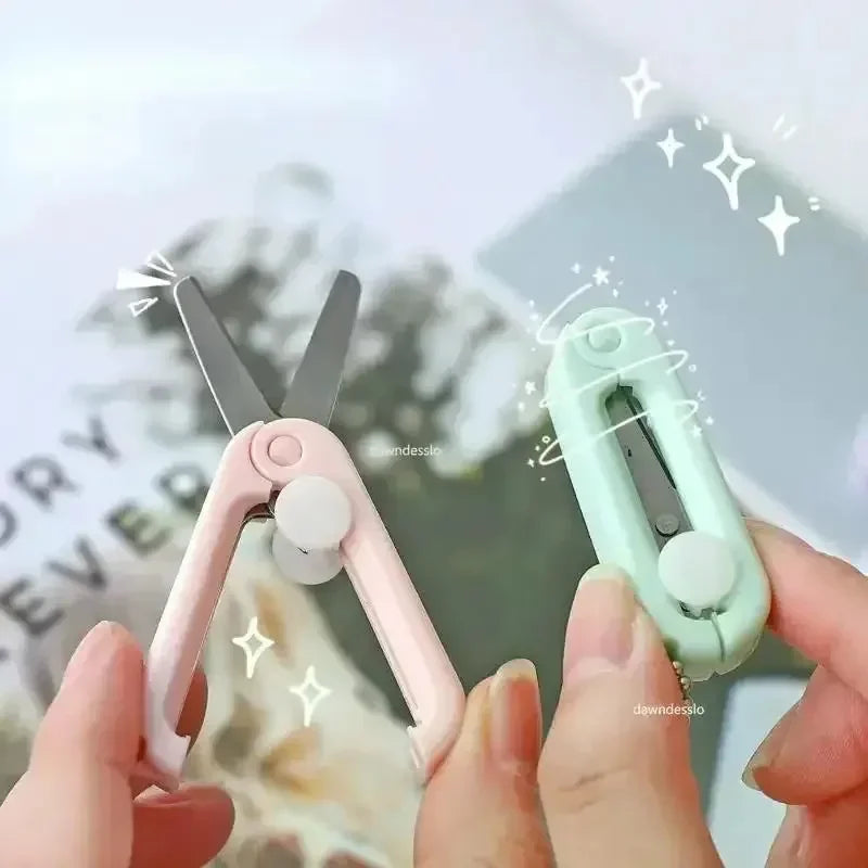 Creative Mini Portable Folding Scissors Morandi Simple Paper-Cutting Art Tool Stationary Scissors Office School Supplies. Qme