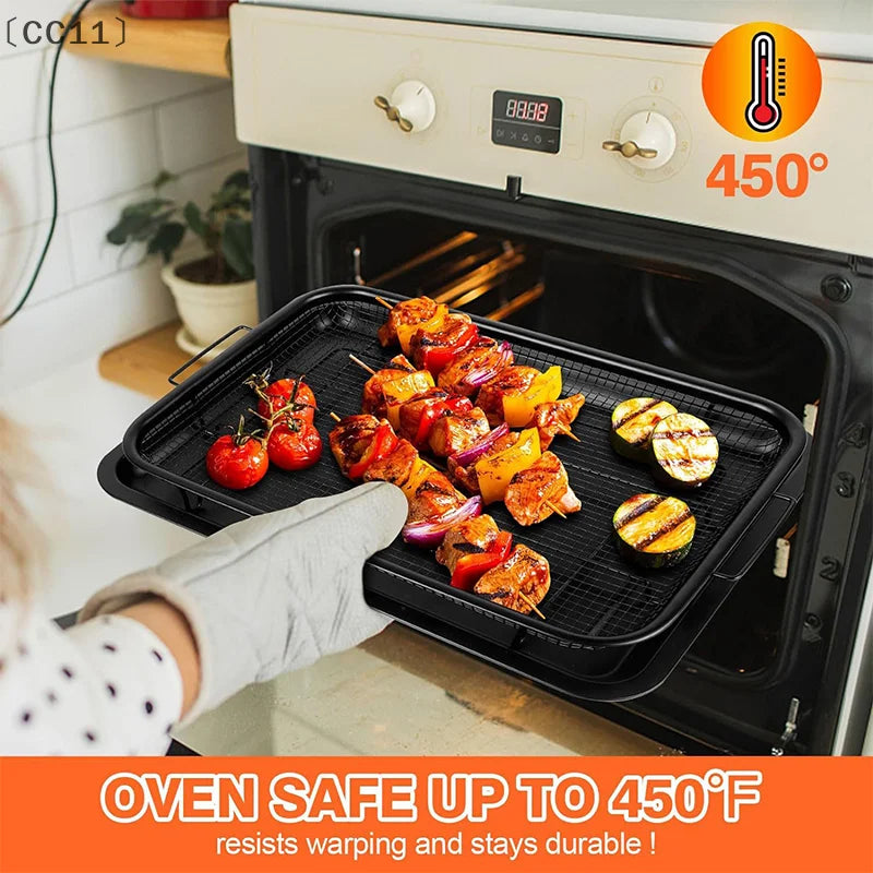 CC11Baking Tray Oil Frying Baking Pan Stainless Steel Non-stick Chips Qme
