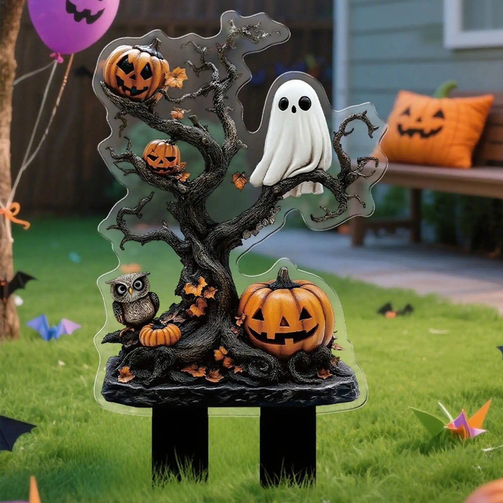 Halloween Yard Stakes Decorative Garden Stakes For Halloween Decor 2D Acrylic Scary Outside Decor Signs For Porch Patio Backyard Qme