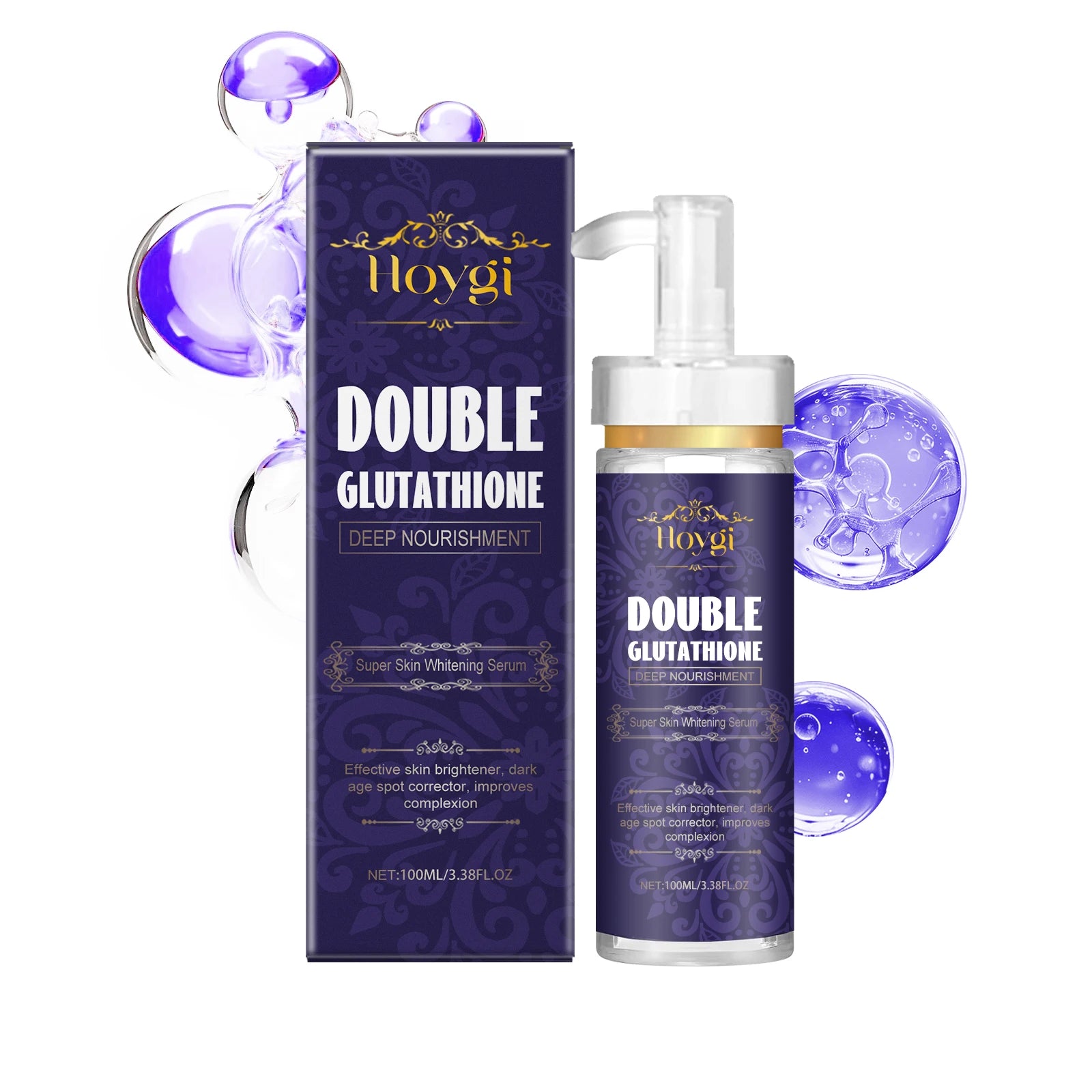 Double Glutathione Serum Lightens Dark Spots Even Skin Tone Skin Radiant Moisturizing Hydrating Smoothing Brighten Skin Care Qme 100ml Boxed