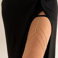 Women Summer Sexy Tassel Multilayer Adjustable Elastic Band Crystal Qme Gold-color