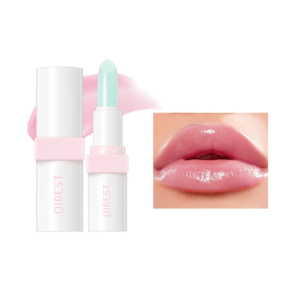 QIBEST Jelly Lipstick Moisturizing Lasting Natural Temperature Change Color Lip Balm Nouritious Makeup Lip Satin Tint Cosmetics Qme 01