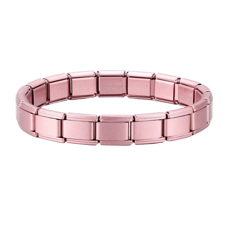 2025 Women Zircon Moon Pearl Stars Heart Butterfly Bow Pendant Italian Charm Links Fit 9mm Stainless Steel Bracelet DIY Making Qme Pink Bracelet