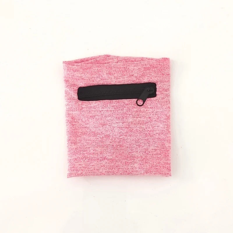 Zipper Pocket Wristband Sweatband Running Key Card Cash Storage Wrist Pouch Elastic Sports Arm Wallet Bracelet Qme