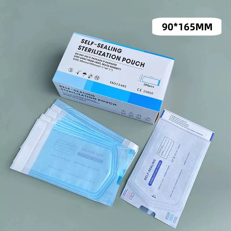 200pcs/box Self-sealing Sterilization Pouches Bags 5 Sizes Medical-grade Bag Disposable Tattoo Accessories Supplies Qme 200pcs 90 x 165mm