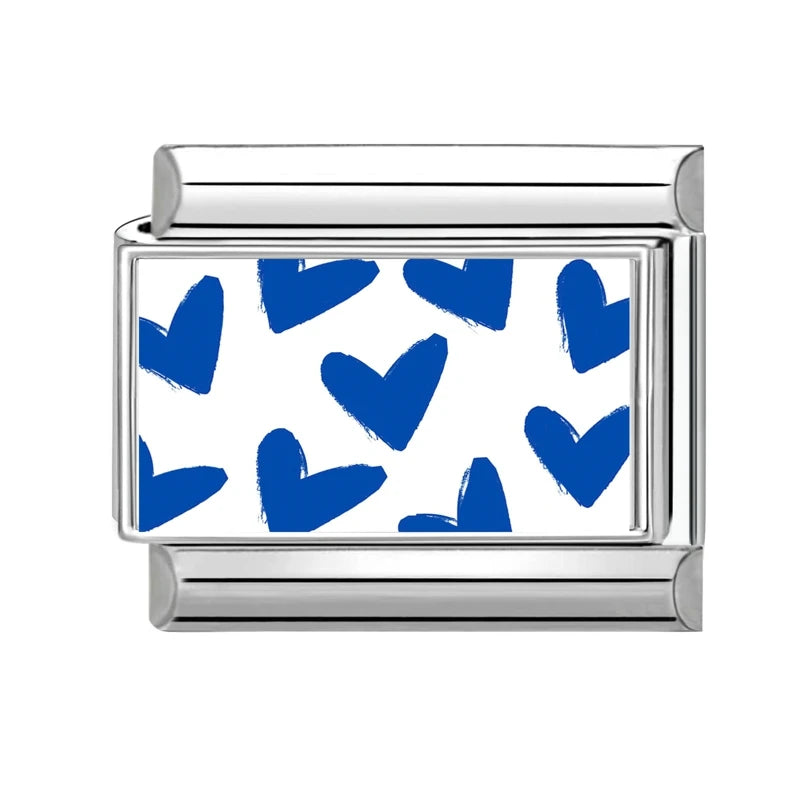 Fashion Blue Series Cartoon Shark Sea Seagull Crab Italian Charm Links Fit 9mm Stainless Steel Bracelet Jewelry DIY Making Beads Qme Style 6