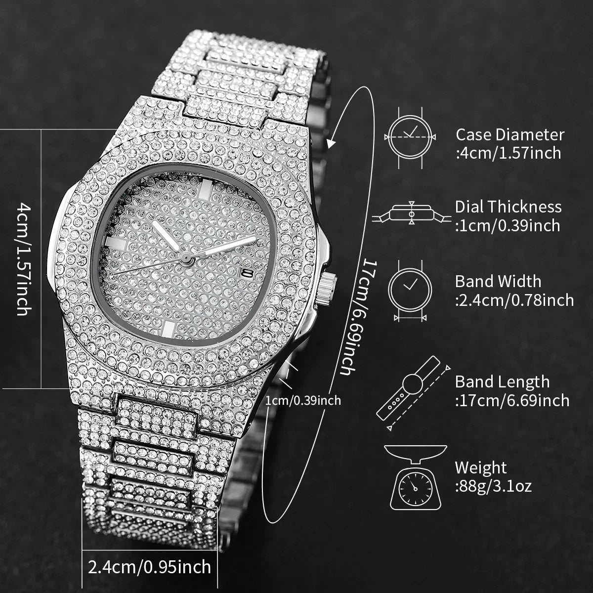 2026 Full Sky Star Waterdrop Quartz Watch with Full Diamond Band for Men and Women, Light Luxury Steel Strap Watch Qme