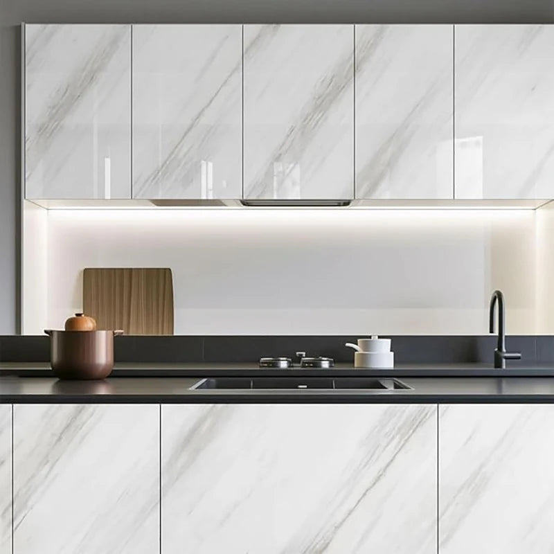 40cm Marble Self-Adhesive Wall Sticker PVC Waterproof and Oil Resistant Wallpaper for Living Room Kitchen and Cabinet Decoration Qme