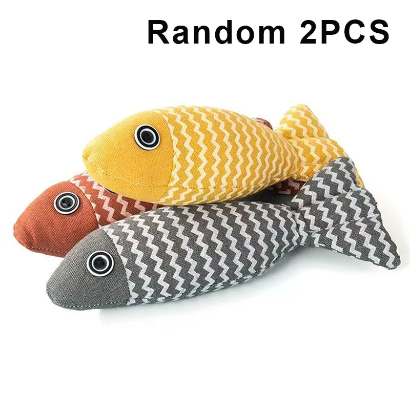 2 Kitten Teeth Grinding Pillow Chewing Toy Claws Thumb Bite Pet Fish Qme A5