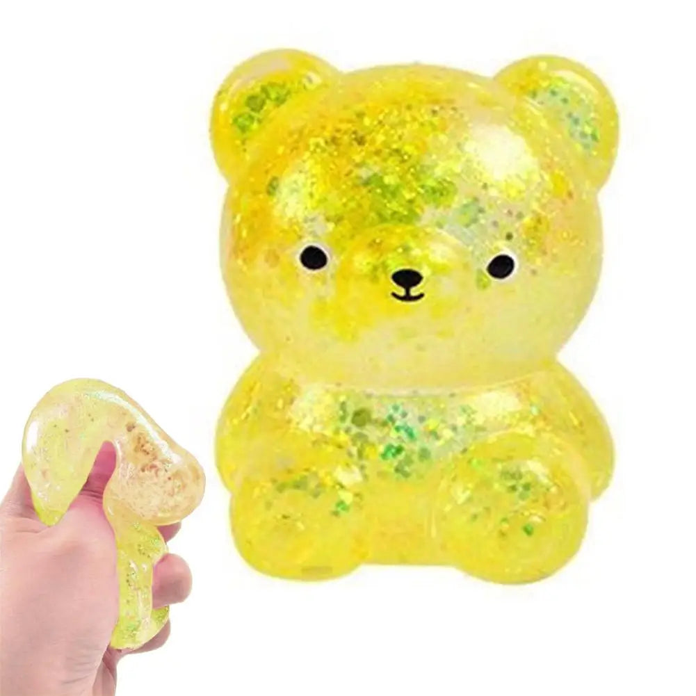 Glitter Capybara Bear Squishy Fidget Toy Colorful Sensory Stress Qme Yellow bear