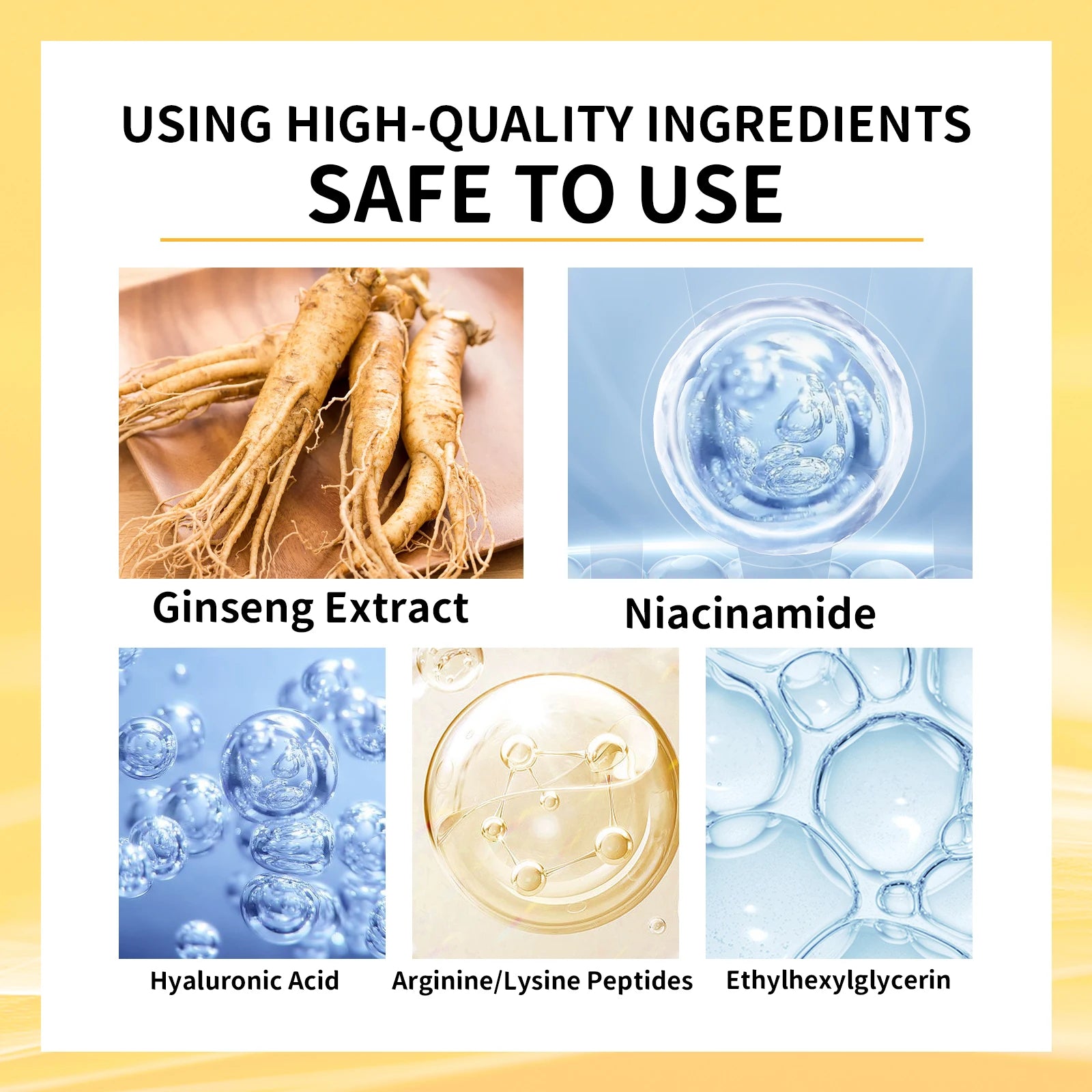Ginseng Essence Anti Wrinkle Lifting Firming Fade Fine Lines Moisturizing Lightening Hyaluronic Acid Niacinamide Facial Serum Qme