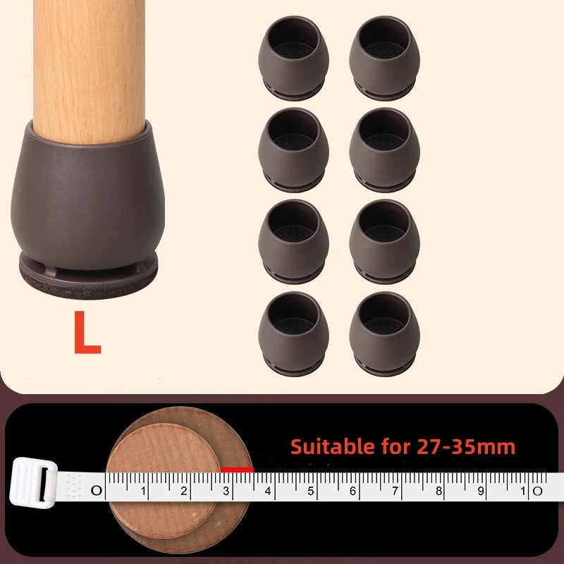 8/16PCS Chair Leg Protector TPE Diagonal Leg Table and Chair Floor Protection with Felt Furniture Leg Cover Furniture Sliders Qme Circular Brown L 16pcs