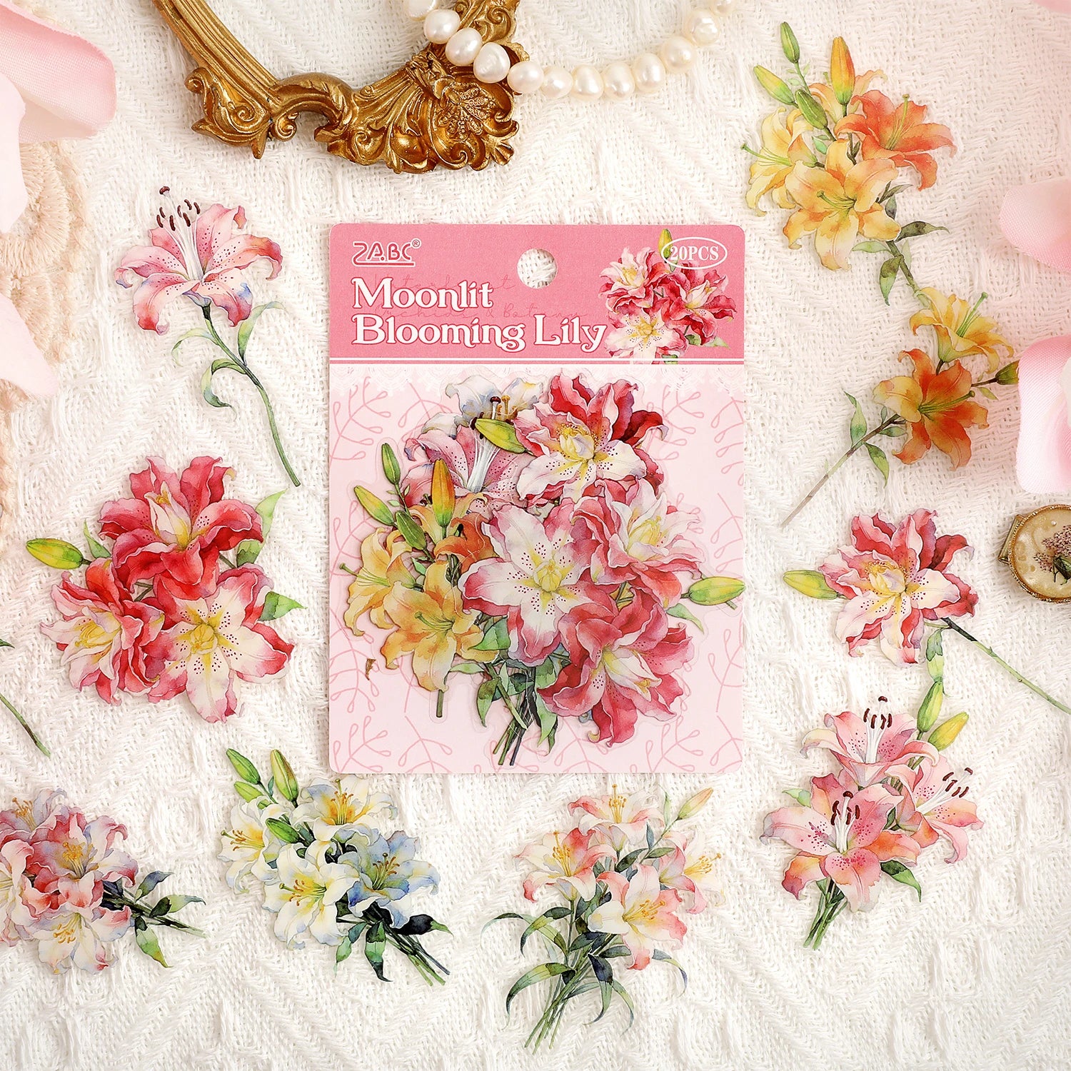 TIANZI 20 Pcs Die Cut Sticker Package Flower Themed Handmade DIY Material Decoration Sticker Grass And Grass Series for Account Qme