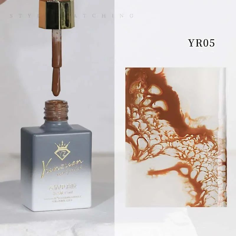 Sea Wave Blooming Liquid Gel Nail Polish Rapid Smudging Bubble Hole Gel Special Halo Dye Nail DIY Varnish Manicure Nail Salon Qme 05 Desert quicksand