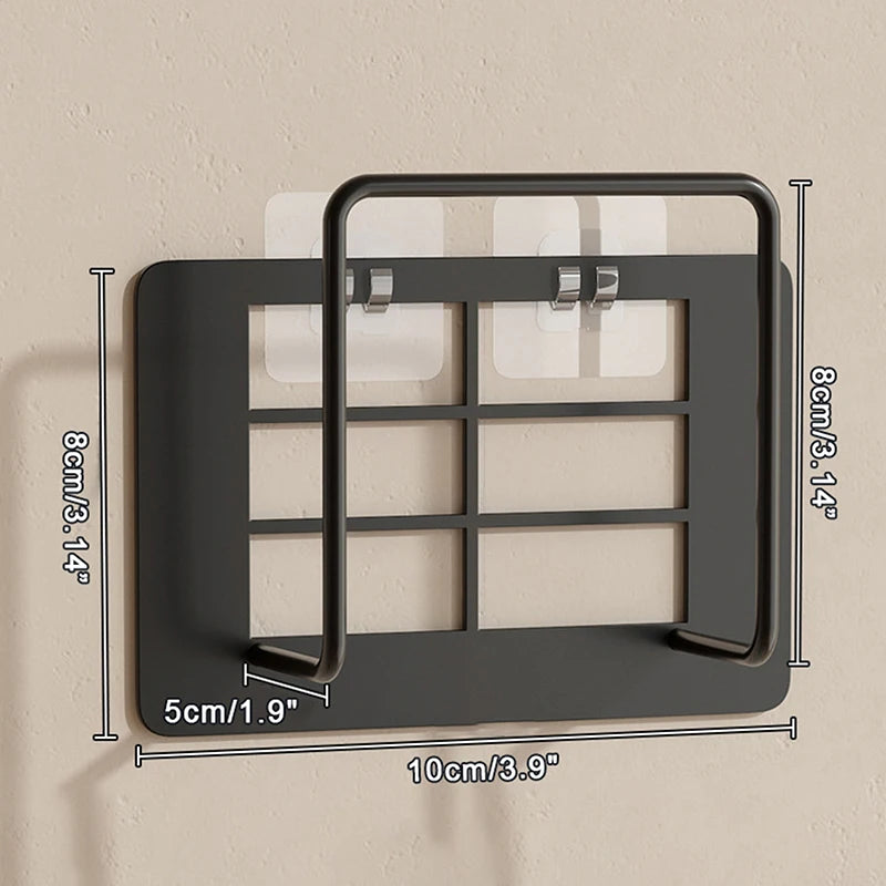 Wall-mounted Router Set-top Box Holder No-drill Multi-purpose Storage Qme S Black