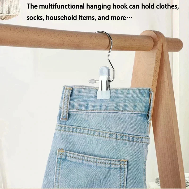 Stainless Steel Clothes Hangers With Clips Hanging Underwear Socks And Stockings 10pcs Qme