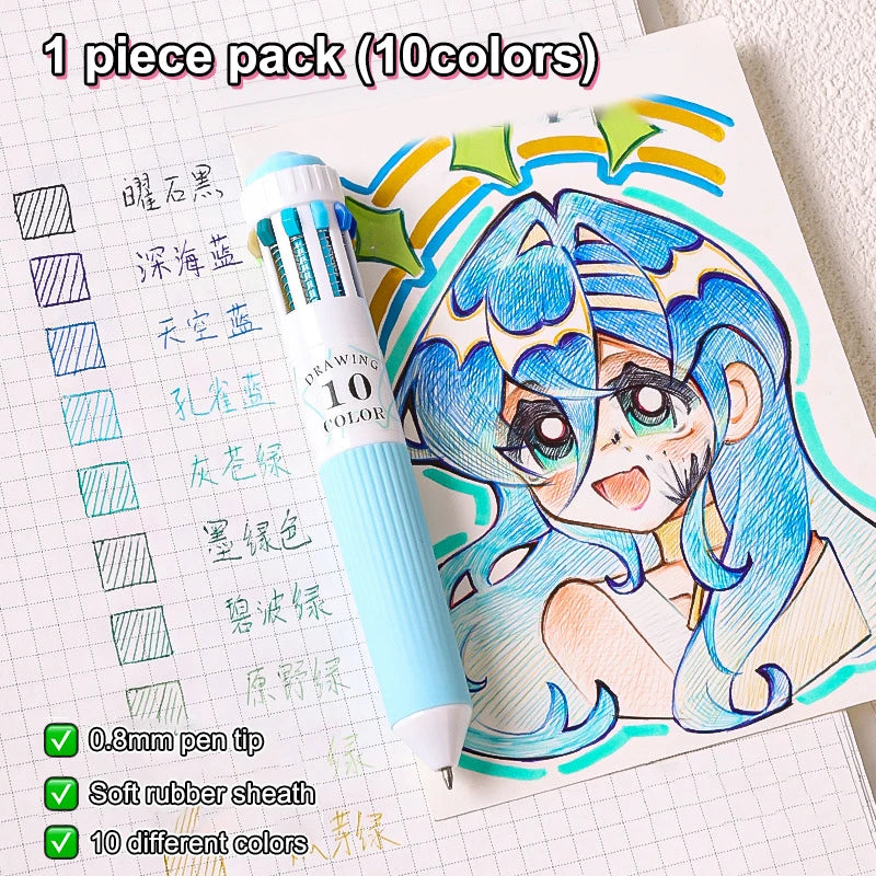 60 Cartoon Ballpoint Pens Soft Grip Press Multicolor Writing Pen Qme A4