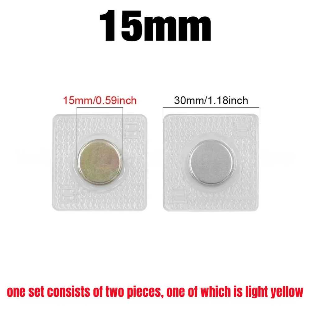 1Pair PVC Invisible Strong Magnetic Snaps Button Hidden Magnetic Fastener for Handbag Clothing Clasp DIY Craft Sewing Supplies Qme 15mm(Round)