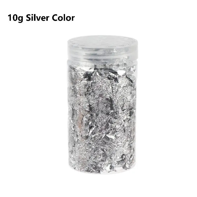 2 5 Metallic Foil Flakes Gold Colorful Alloy Arts Nails Painting DIY Qme 10g Silver Color