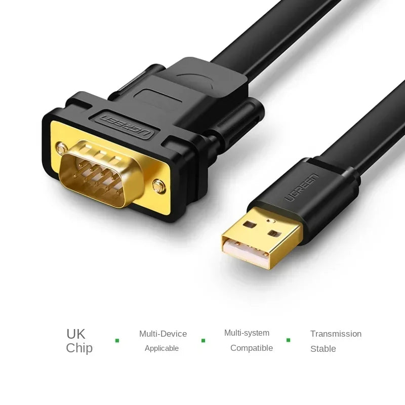 Flat Cable Converter for RS232 Com Serial, USB, WIN10, WIN8, MAC, SERVER2008, INDUSTRY Qme