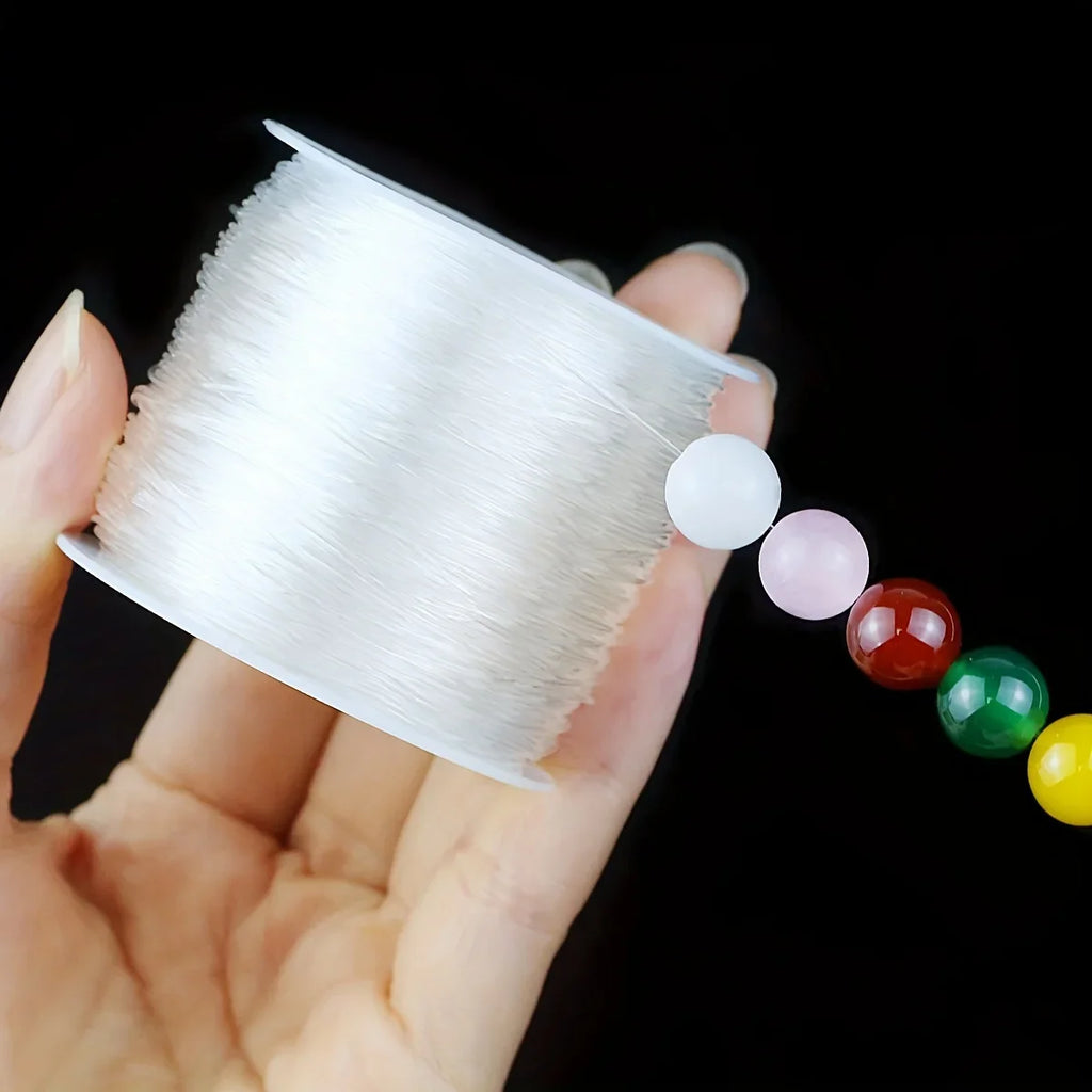 Large roll of transparent elastic thread, handmade DIY beaded elastic rope, jewelry-making accessory material for bracelets Qme