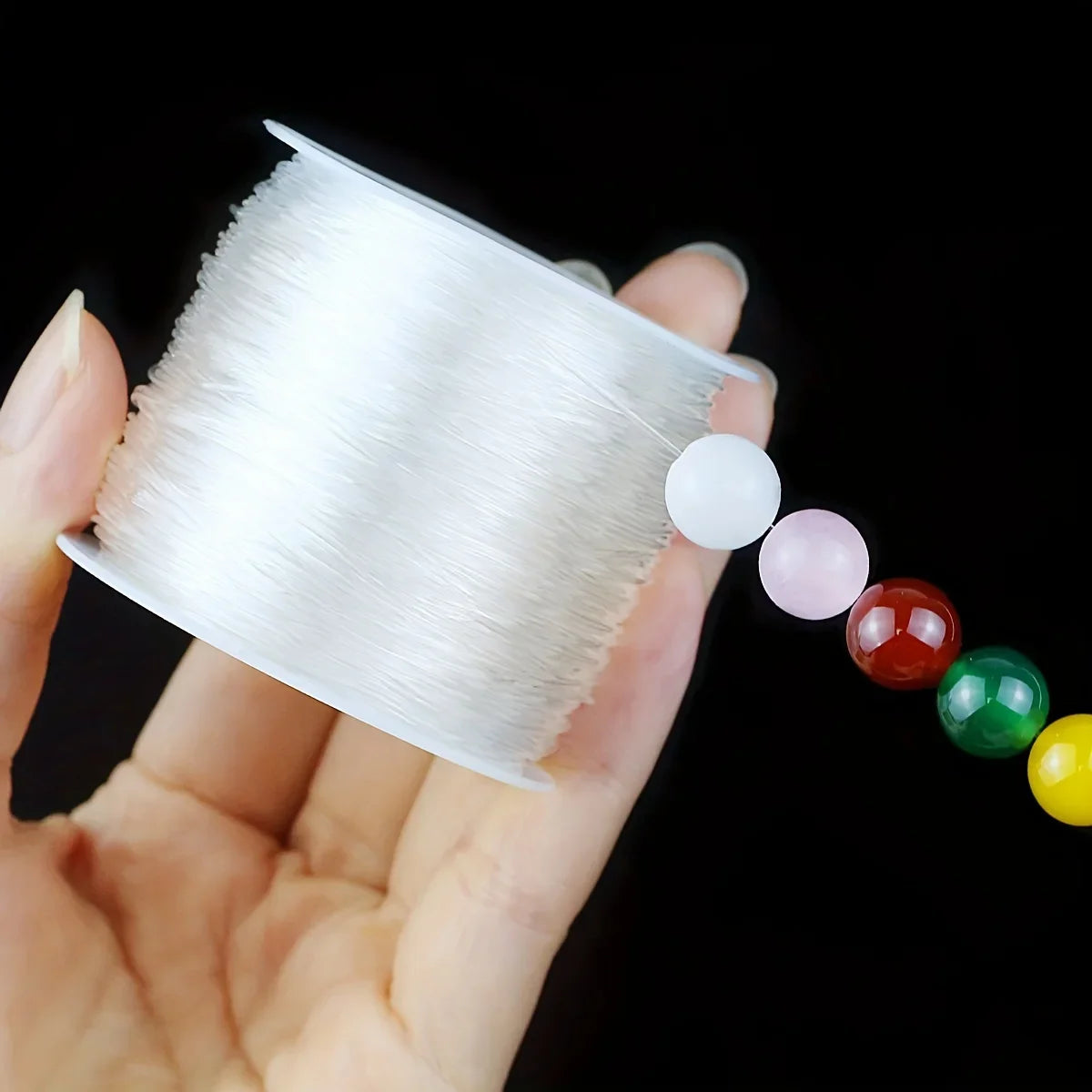 Large roll of transparent elastic thread, handmade DIY beaded elastic rope, jewelry-making accessory material for bracelets Qme