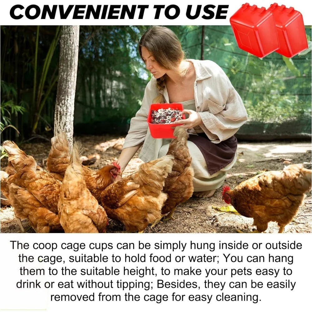 6/10PCS Chickens Feeder Hanging Plastic Chicken Coop Feeding Drinking Bowl Poultry Duck Goose Water Dispenser Chickens Supplies Qme
