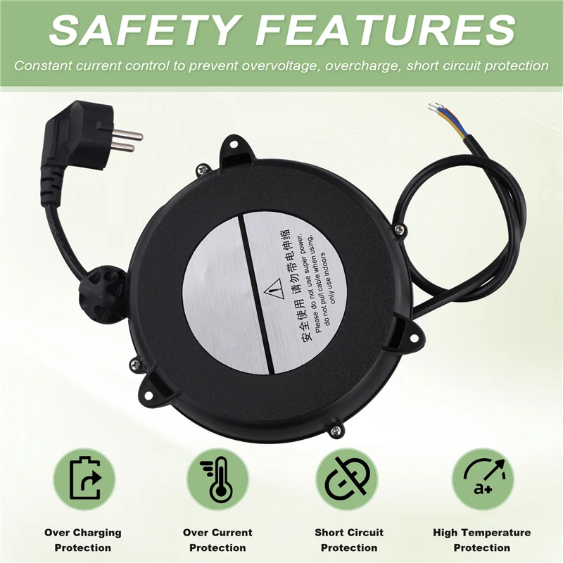 A02F-Small Automatic Retractable Wire Winding Device Retractable Storage Reel Automatic Winding Reel EU Plug Qme