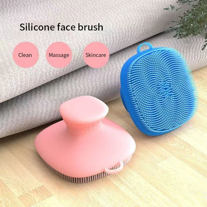 Manual Silicone Facial Cleansing Brush Soft Bristle Body Bath Massage Qme