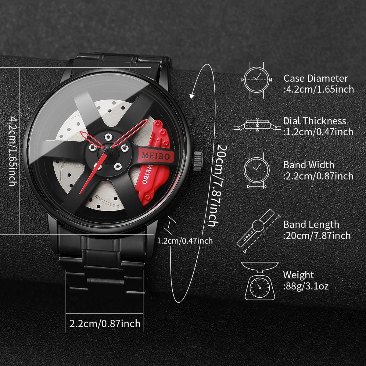 4pcs/set luxury men's watches fashion 3d wheel car male sports watch stainless steel quartz watch for men's bracelets Qme