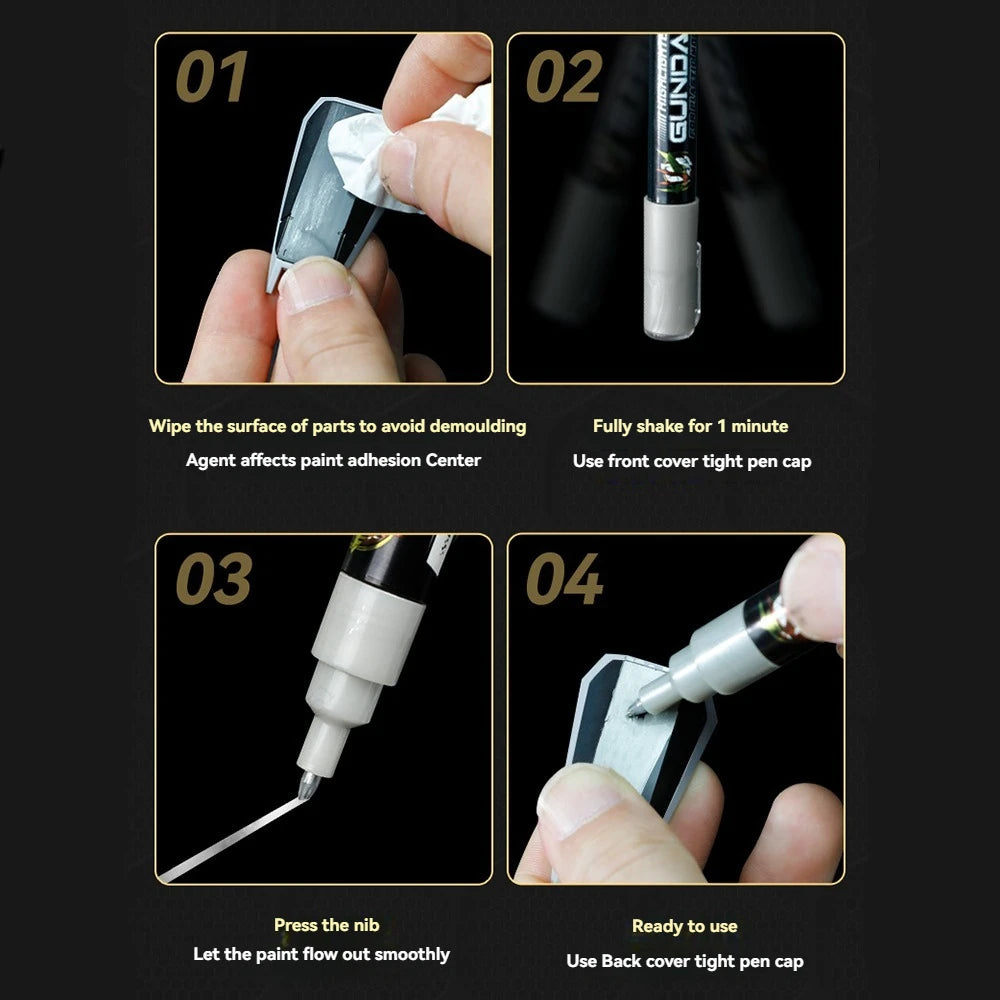Metallic Markers Colouring Pens for Mech Painting Golden Paint Marker Pen Silvery Reflective Paint Model Marker Pen Stationery Qme
