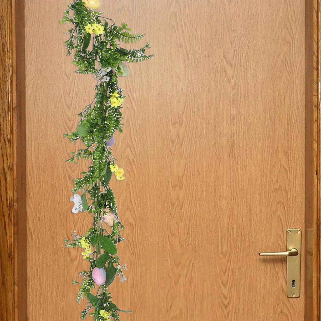 Stylish Easter Egg Garland Faux Greenery Indoor Wall Hanging Decor Realistic Eggs Plastic Foam Cloth Festive Look Qme