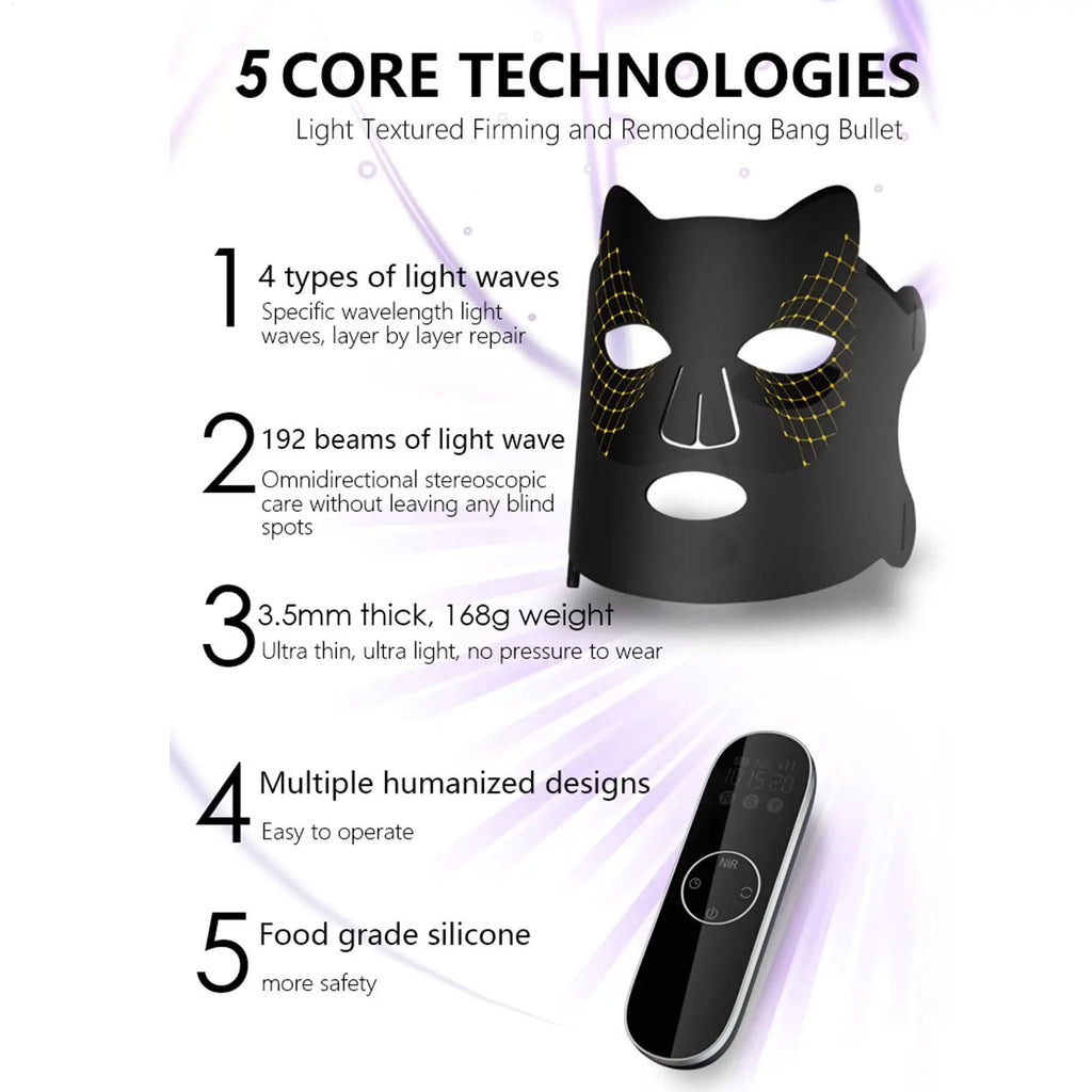 4 Colors Photon Silicone Face LED Mask Anti-aging Rejuvenation Qme
