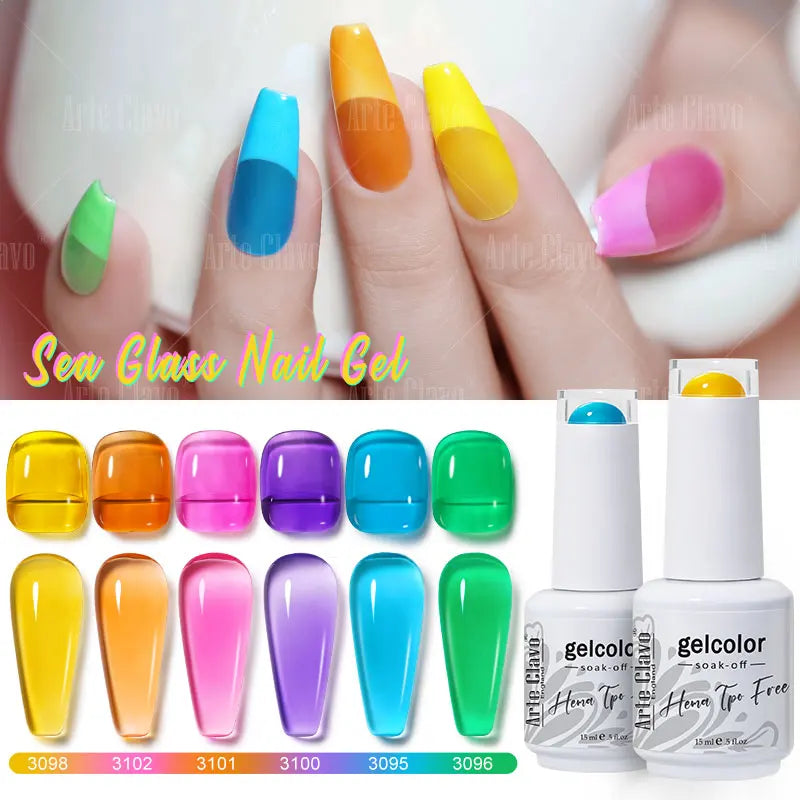 Arte Clavo Summer Nails Tip Candy Series Jelly Gel Nail Polish Blue Qme