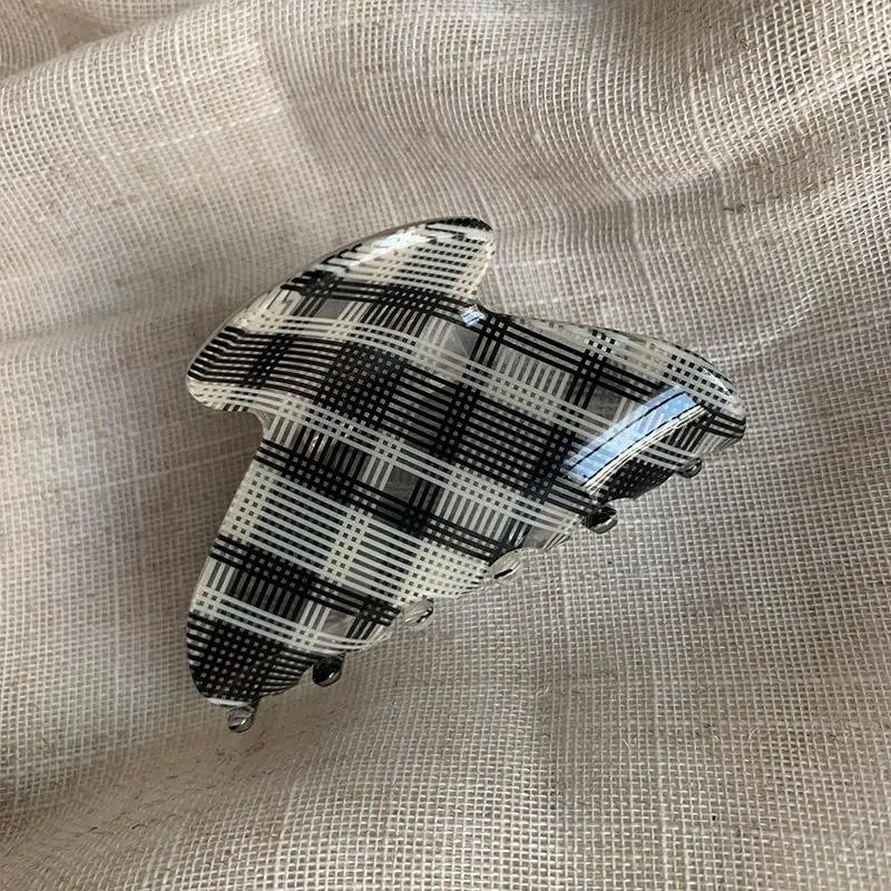 Elegant Plaid Series Acrylic Hair Claw Classic Retro Clips Trendy Qme A2