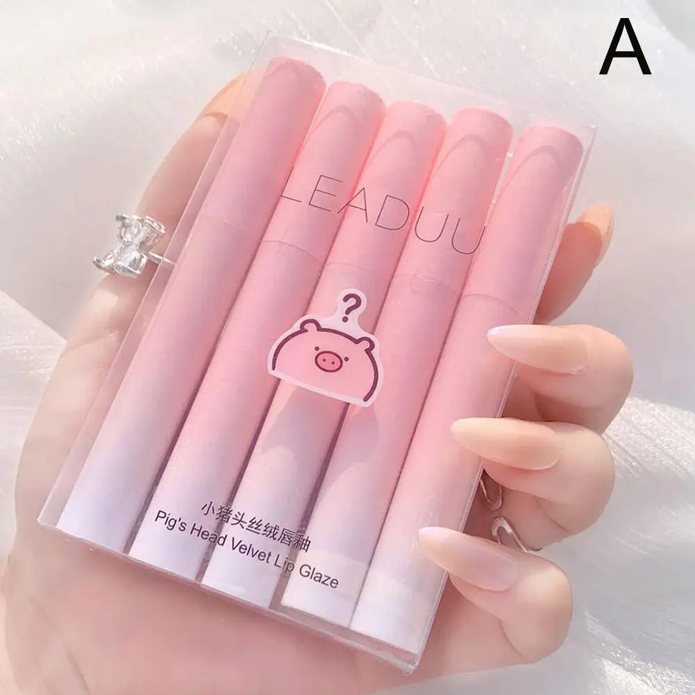 5 Colors Kits Matte Lipstick Long Lasting Waterproof Non-stick Cup Qme 01