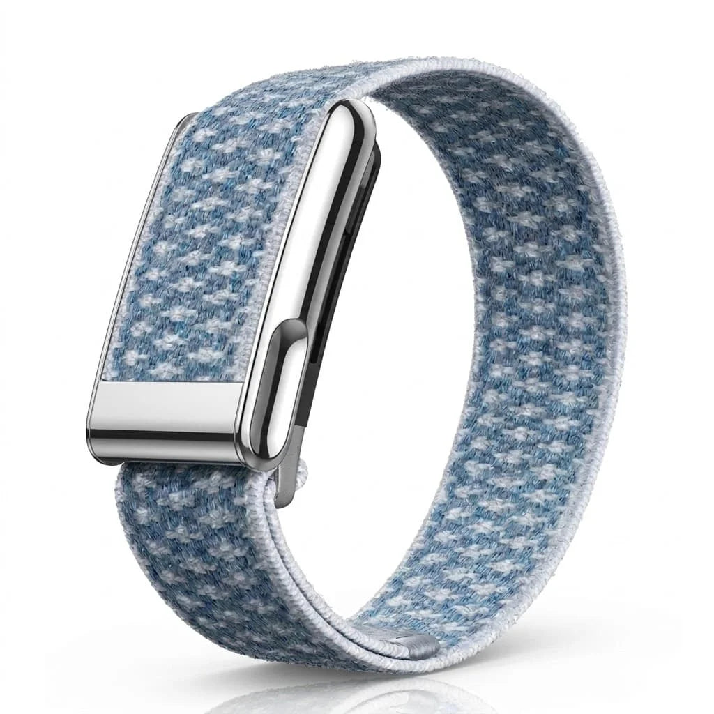 Suitable for Whoop 5.0/5.0MG Casual Nylon Sports Wristband Strap Cashmere Wool Elastic Replacement Wristband With Metal Frame Qme Laker Blue-5.0MG