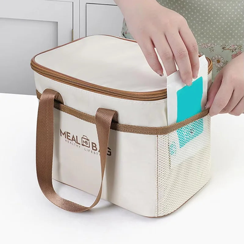 Insulated Lunch Bag Waterproof Large Capacity Thermal Food Container Portable Camping Oxford Icebox Thickened Lunch Box School Qme