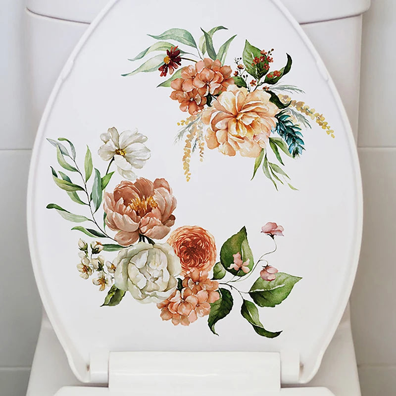 ^Butterfly Flower Toilet Seat Stickers Self-Adhesive Toilet Lid Decals Diy Removable Stickers For Bathroom Home Decor Ornaments Qme