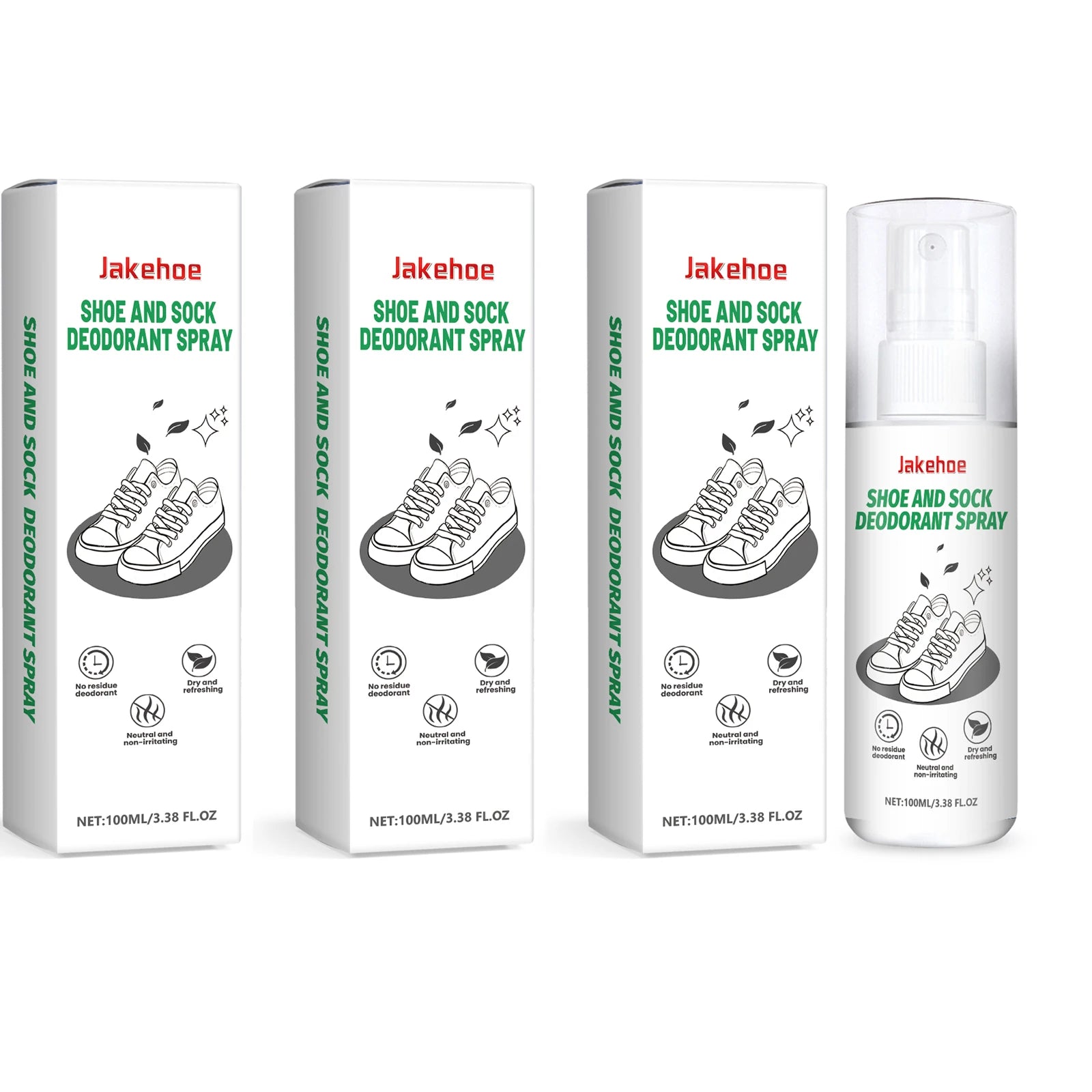 Shoes Deodorizing Spray Quickly Eliminate Odor Long Lasting Fragrance Refreshing Effective Antibacterial Shoe and Sock Deodorant Qme 3 X 100ml Boxed