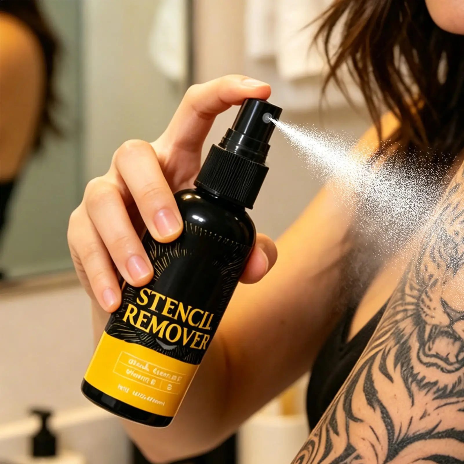 Stencil Removal Spray Portable Safe Lightweight 40ml Ink Cleansing Mist for Men and Women Home Body Art Studio Dormitory Travel Qme