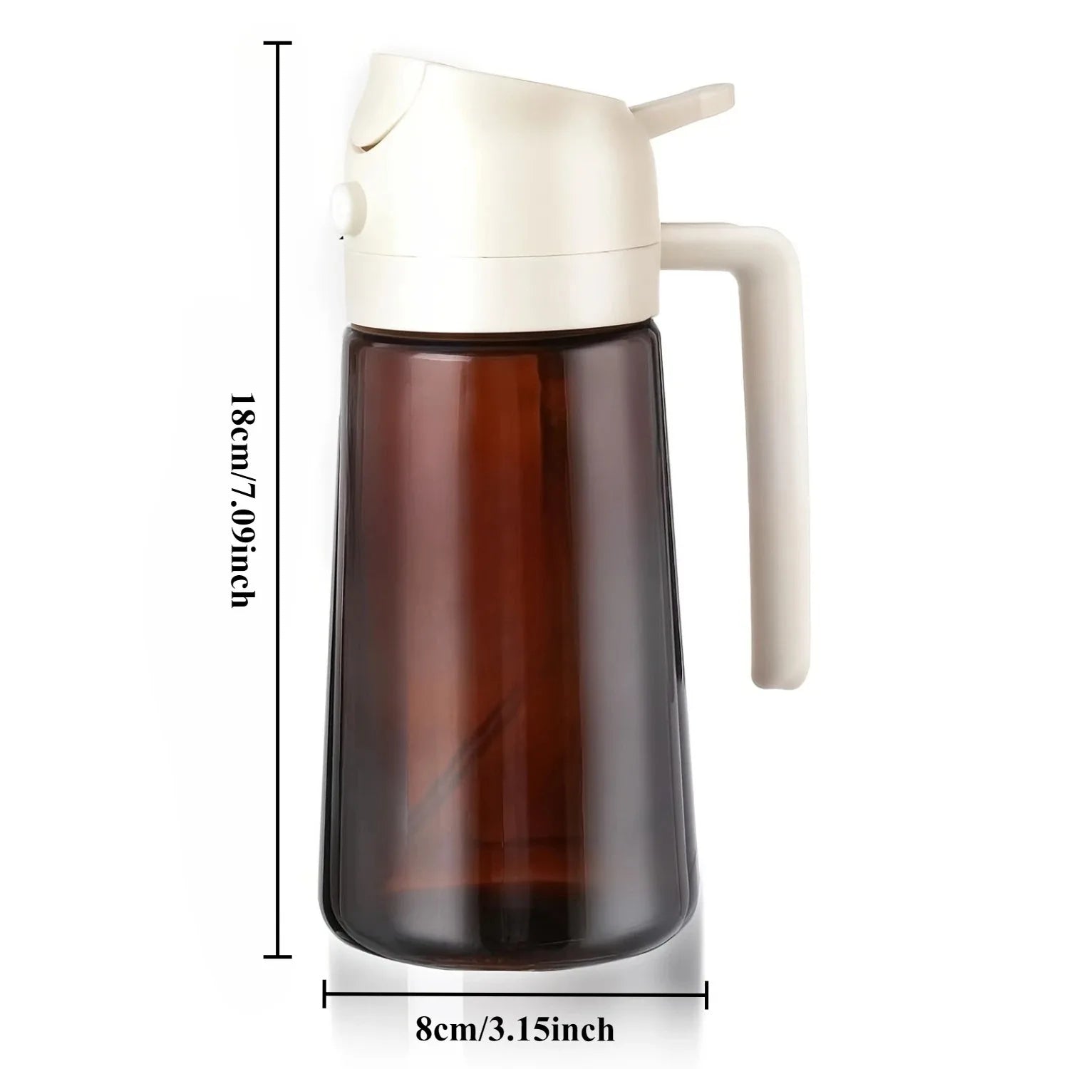 2-in-1 Light Blocking Brown Oil Sprayer Cooking Olive Dispenser Qme White Lid