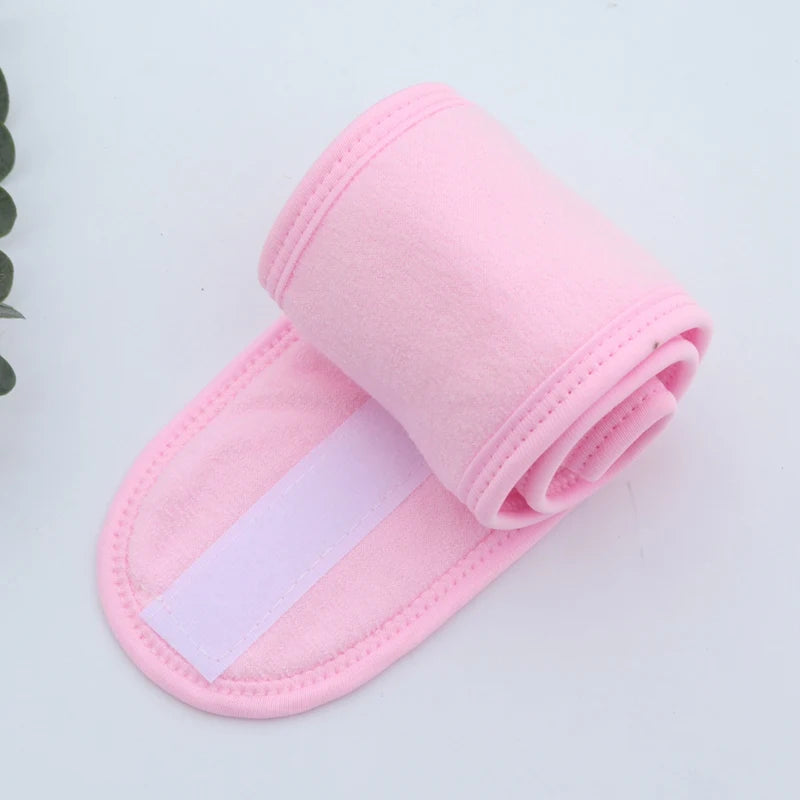 Women Head Band Adjustable SPA Facial Yoga Headband Bath Makeup Hair Qme Pink