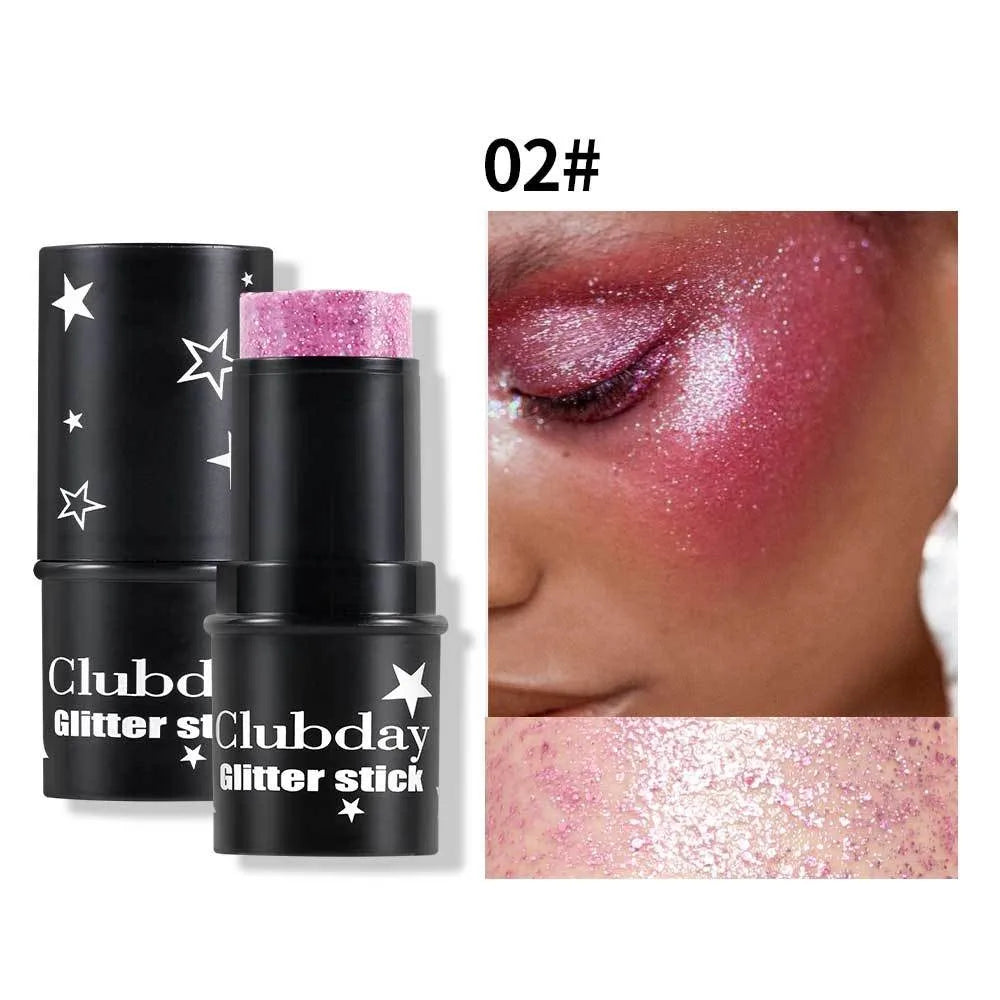 Purple Glitter Sequin Stick Multifunctional Face Lip Hair Body Sequins Eyeshadow Gel Music Festival Stage Makeup Decoration Tool Qme 02