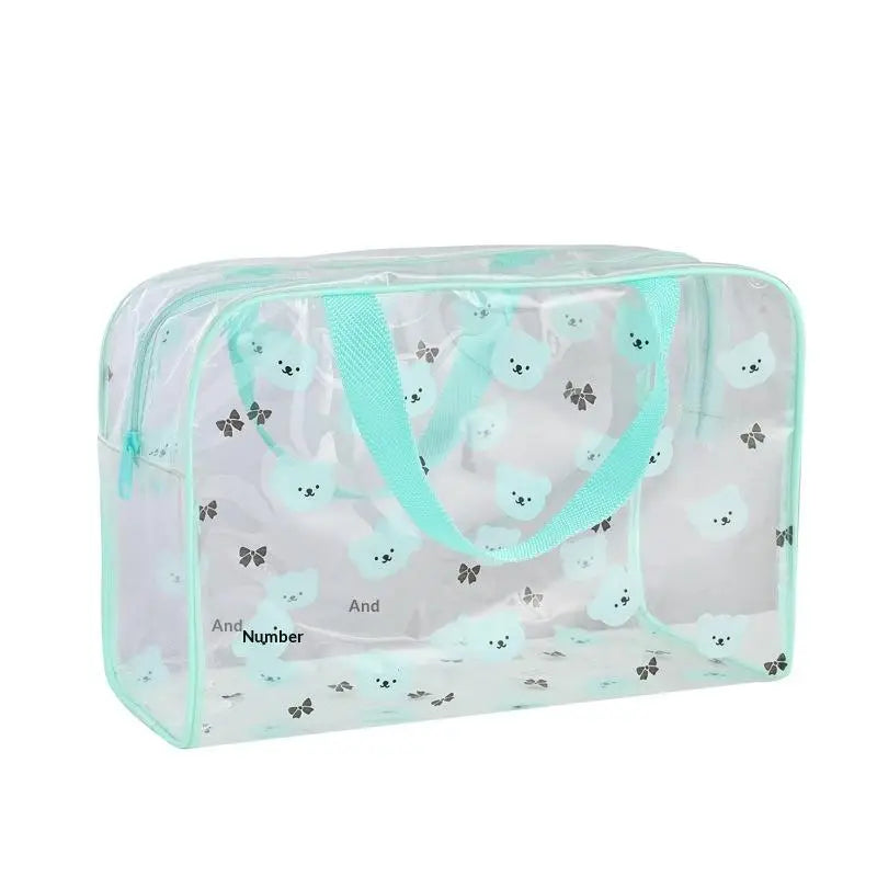 1Pcs Portable Cosmetic Organizer Large Capacity Transparent PVC Printed Toiletry Bag Travel Toiletry Make Up Bag Qme A3