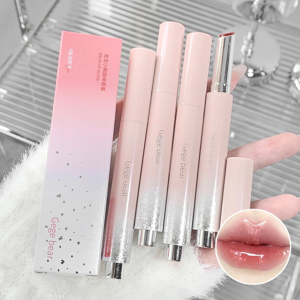 Snowy Design Solid Watery Lipstick Mirror Moisturizing Nourishing Lip Qme