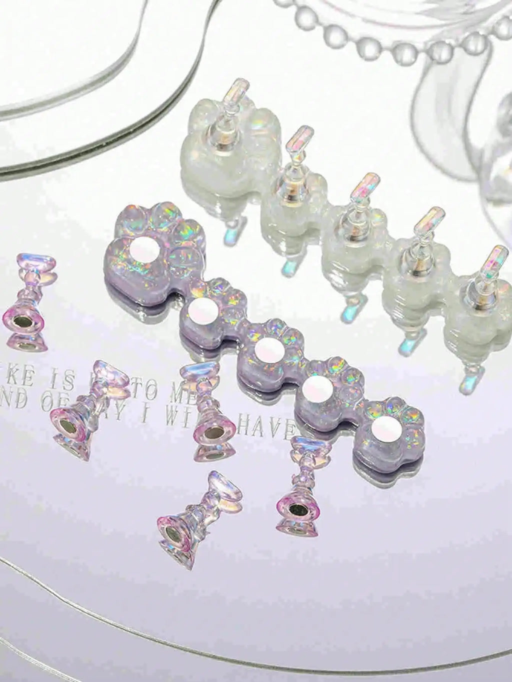 Nail Art Practice Base Aurora Holographic Tips Display Stand Soak Off Qme